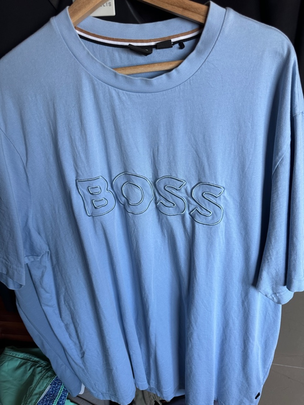 Boss Light Blue Embroidered Logo Short Sleeve Tee